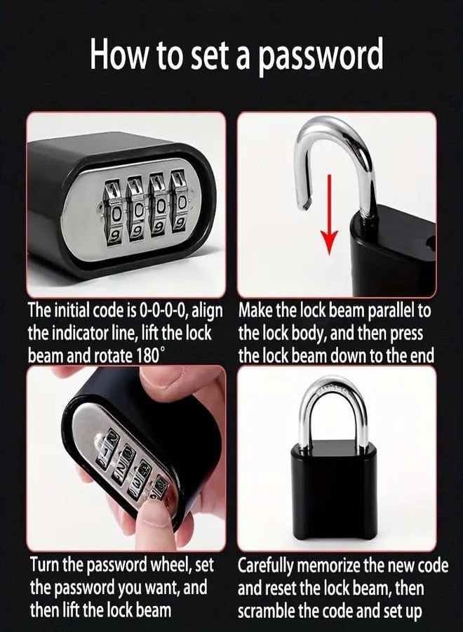 Jukusa Heavy Duty 4-Digit Combination Steel Padlock | Hardened Steel Shackle Weatherproof Security Lock | Sun & Water Resistant Lock for Gates, Locker, Shed & Storage (Black) - Image 3